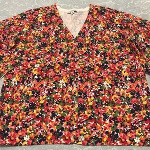Isaac Mizrahi Women's floral Cotton 3/4 Sleeve button up cardigan